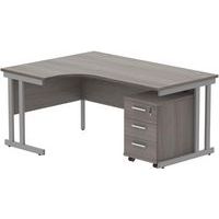 Left Hand Corner Desk - 3-Drawer Pedestal - x2 Uprights - 1600x1200mm