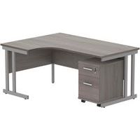 Left Hand Corner Desk - 2-Drawer Pedestal - x2 Uprights - 1600x1200mm