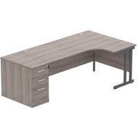 Right Hand Desk - 3-Drawer 600mm Pedestal - x2 Uprights - 1800x1200mm