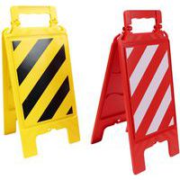 Striped standing warning sign