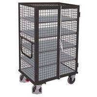 Mesh trolley with hinged doors and shelves - 500 kg