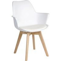 White Cafe/Canteen Contemporary Dining Chair - Beech Legs - Skandi