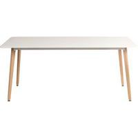 White Rectangular Canteen/Breakout Room Table - Beech Legs - Skandi