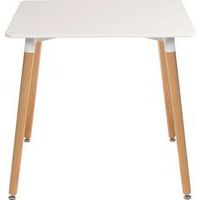 White Square Canteen/Breakout Room Table With Beech Legs - Skandi