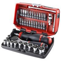 Ratchet set + 1/4 hex sockets - Nano box - Facom