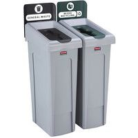 2 Stream Recycling Station - 2 Bins In 1 Bundle - Rubbermaid Slim Jim