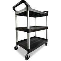 Light Duty Utility Trolley/Cart - 3 Shelves - White/Black - Rubbermaid