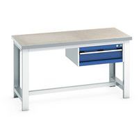 Cubio workbench with 1 drawer - Width 150 cm - Linoleum