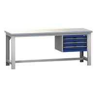 Cubio workbench with 3 drawers - Width 200 cm - Linoleum