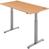 Electric Silver-Frame Sit-Stand Desk - Bluetooth Controlled Dual-Motor