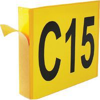 High Visibility Yellow Self-Adhesive Rack Aisle Markers - 3 Characters