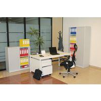 Unit consists of a straight desk and a mobile pedestal