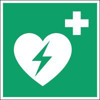 Square emergency and evacuation sign - Automated external defibrillator - Photoluminescent and rigid