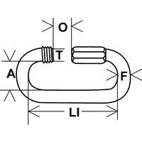 A = Internal widthF = Section ØLI = Internal lengthO = OpeningØT = Thread Ø