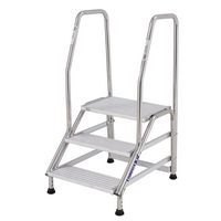 Fixed step stool with 2 hand rails