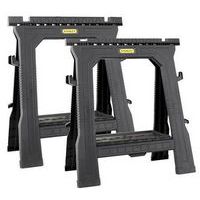 Pair Of Trestles - 450kg UDL - Clips To Hold Timber/Pipes - Stanley