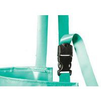 Overhead apron strap with plastic buckle