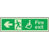 Disabled Fire Exit Photoluminescent Sign - Arrow Left Safety Signage