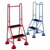 Mobile 2 Tread Steps With Grab Rail - Anti-Slip Or Ribbed Rubber Steps