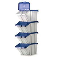 50L Containers with Coloured Lids - Pack of 4