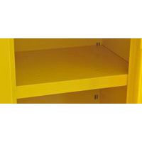 Close up of Yellow Additional Shelf For Flammable COSHH Cabinets Close up of Yellow Additional Shelf For Flammable COSHH Cabinets
