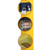 Cylinder lock and key set, warning labels,  leak proof sump.