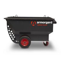 Side view of Armorgard rubble truck with strong wheels.