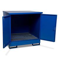 Drumbank with doors open and grated base shelf.