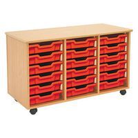 Mobile Melamine Storage Unit (635h x 1050w) Complete With 18 Shallow Gratnells Trays