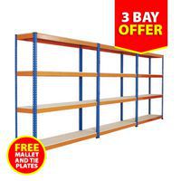 3 Bay Rapid 1 Heavy Duty Shelving with 4 Chipboard Shelves - 1830h 1830w - Offer