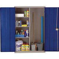 Open Door Blue Large Metal Cleaning Cabinet with Antibacterial Technology
