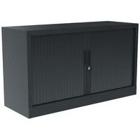 Tambour door cupboard - with top working surface - Black