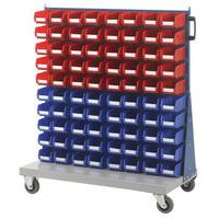Single Sided Louvre Panel Trolley with Bins