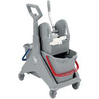 Nickita cleaning trolley with 2x15-l buckets and storage box - TTS