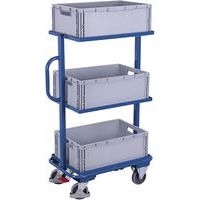 Order-picking trolley with three plastic crates