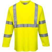 Yellow Hi-Vis Long-Sleeve Fire-Resistant T-Shirt - S-3XL - Portwest UK