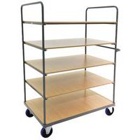 High Level Shelf Trolley With Wood & Steel Shelves