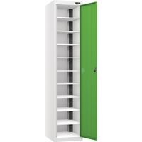 Powered Laptop Charging Locker - 1 Door 10 Tiers & 3-Pin Plug - Pure