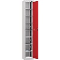 Powered Tablet Charging Locker - 1 Door 8 Tiers & 3-Pin Plug - Pure