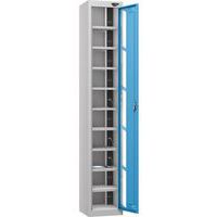 Powered Tablet Charging Locker - 1 Vision Door 10 Tiers & 2-USB - Pure