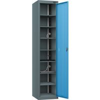 Powered Laptop Charging Locker - 1 Door 8 Tiers & 3-Pin Plug - Pure