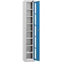 Powered Tablet Charging Locker - 1 Vision Door 8 Tiers & 2-USB - Pure