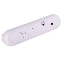 White Desktop Power Module Accessory - 2 Plugs - C+A USBs - Data Port