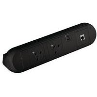 Black Desktop Power Module Accessory - 2 Plugs - C+A USBs - Data Port
