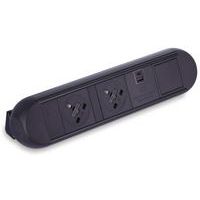 Black Desktop Power Module Accessory - 2 Plugs - USB-C - USB-A
