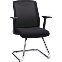 Black Reception Cantilever Chair - Mesh Back + Fixed Arms - Denali