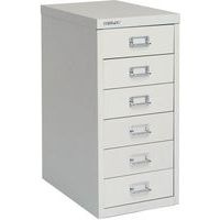 Grey Fixed 6-Drawer Metal Storage Cabinet/Pedestal - Bisley 29 Series