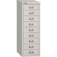 Grey Fixed 9-Drawer Metal Storage Cabinet/Pedestal - Bisley 39 Series