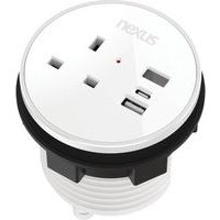 3m Cable & Circular In-Desk Power Module Bundle With Plug & USB Ports