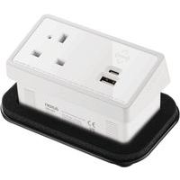 3m Cable & Rectangular In-Desk Power Module Bundle - Plug & 30W USB
